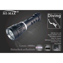 Hi-max de buceo samll u2led haz estrecho 7degree ángulo de luz de buceo de reserva 1000lm